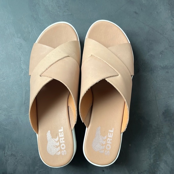 Sorel Cameron Tan Flatform Mule Sandals - Picture 3 of 10